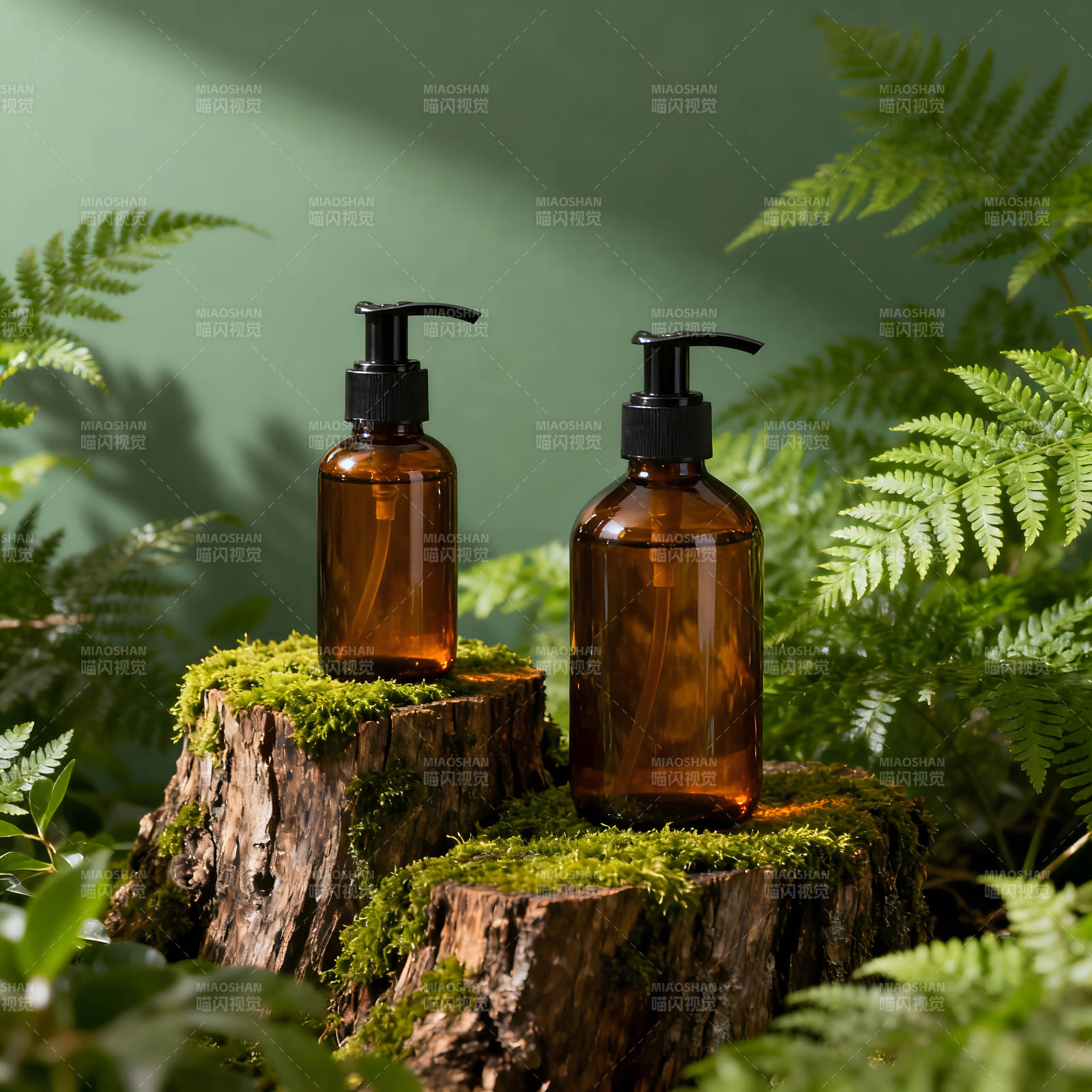 环保护肤品展示森林风-图片