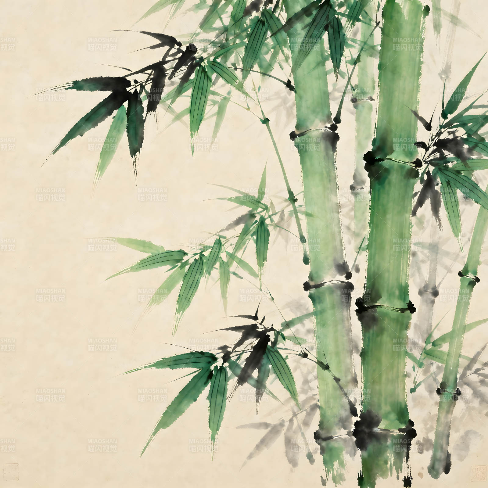 水墨竹子畫作展現(xiàn)清新意境-圖片