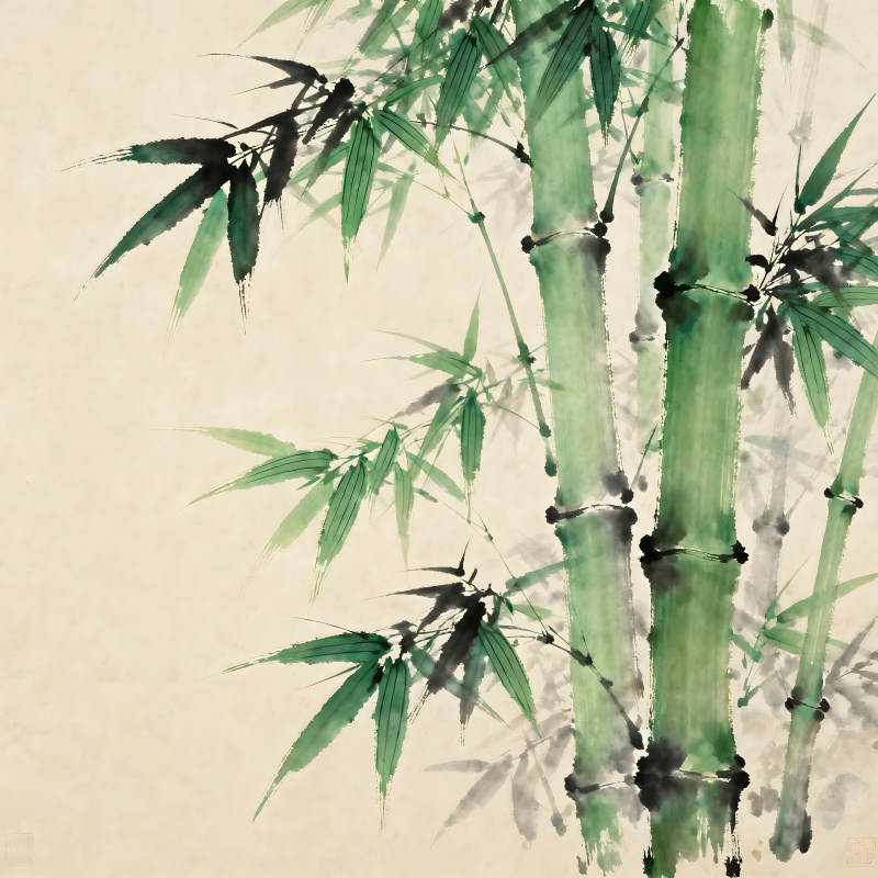 水墨竹子畫作展現清新意境-圖片