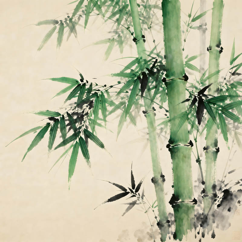 水墨竹林意境優美-圖片