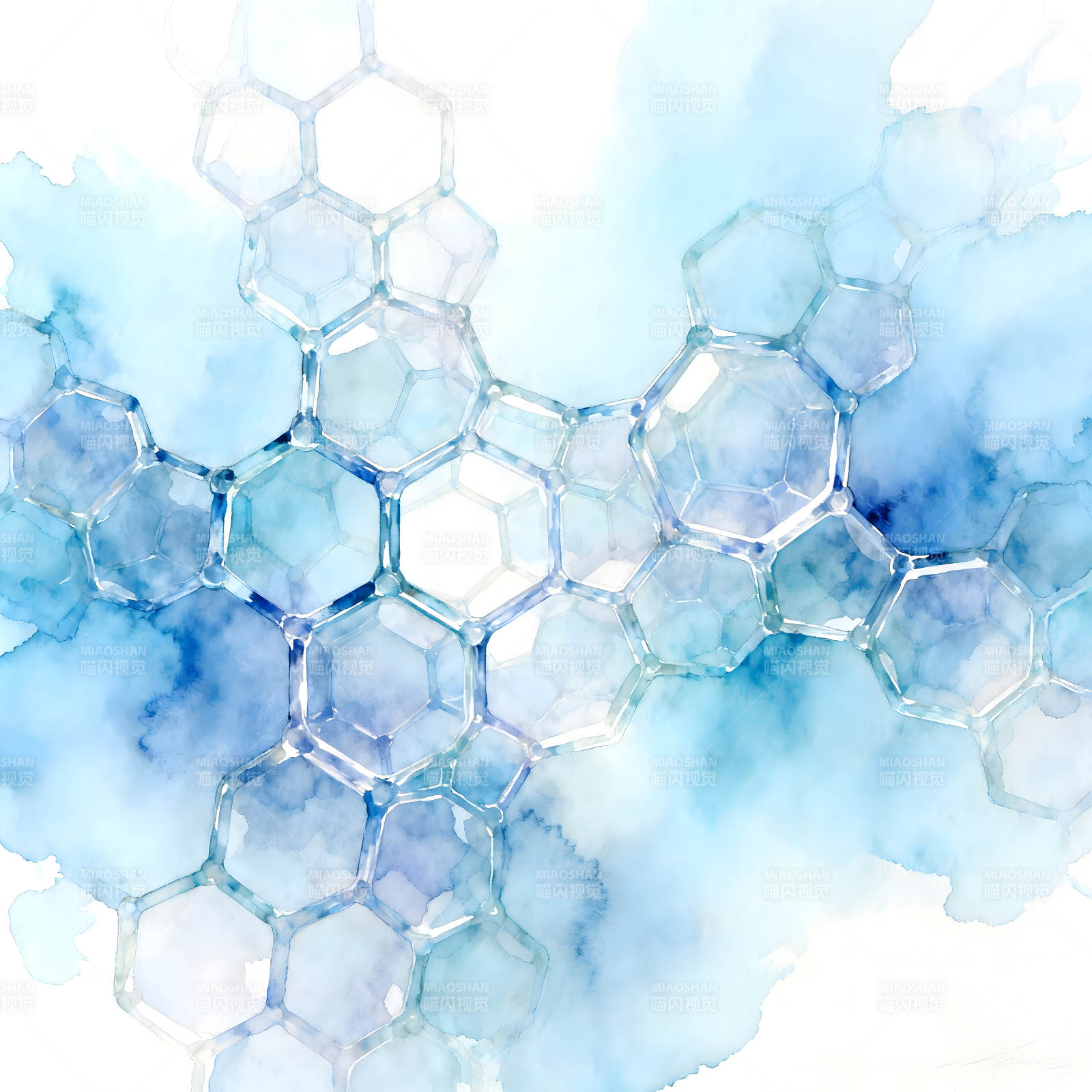 水彩抽象分子结构图片