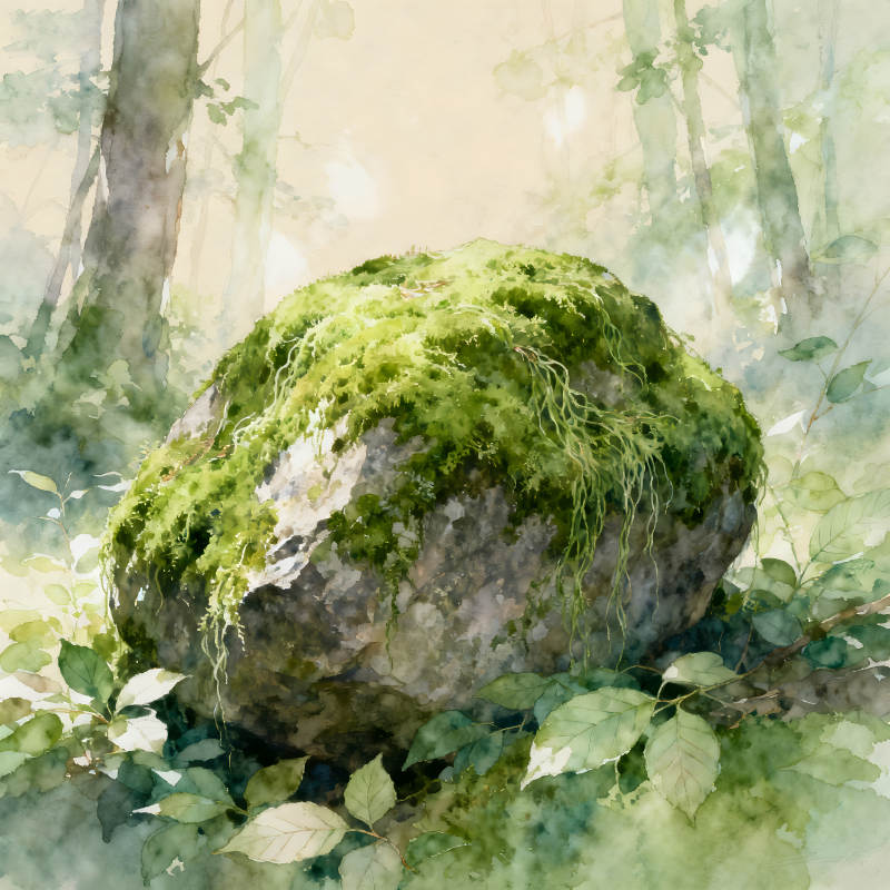 林间巨石绿意盎然-图片