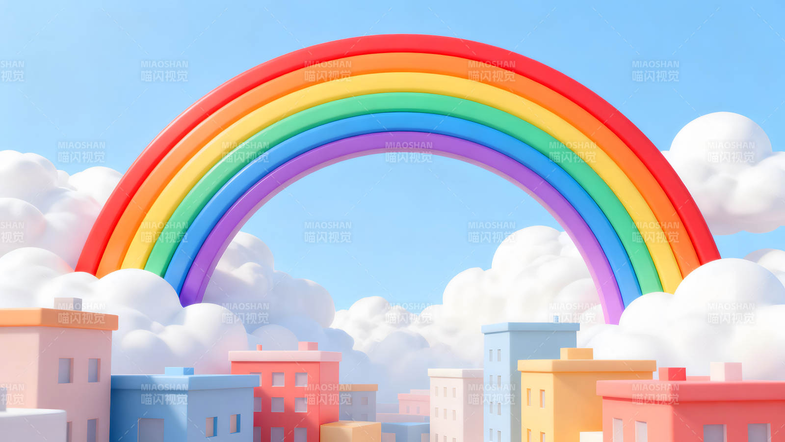 彩虹城市梦幻场景图片