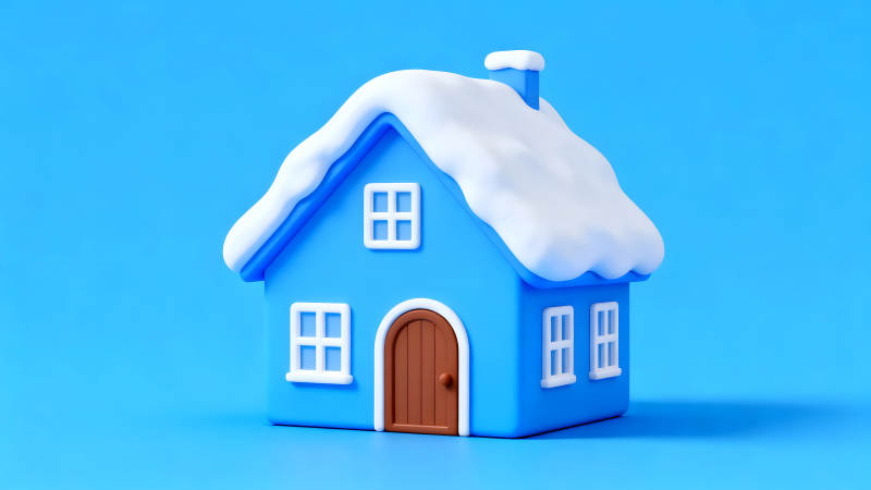 卡通蓝色雪屋模型-图片