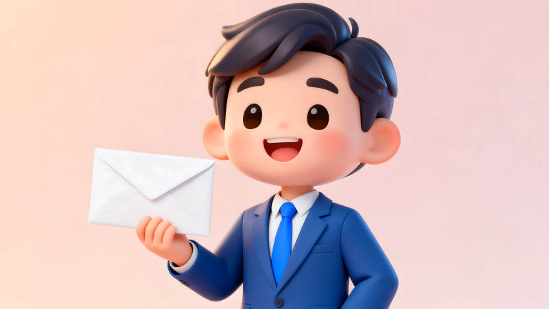 卡通人物手持信件-图片