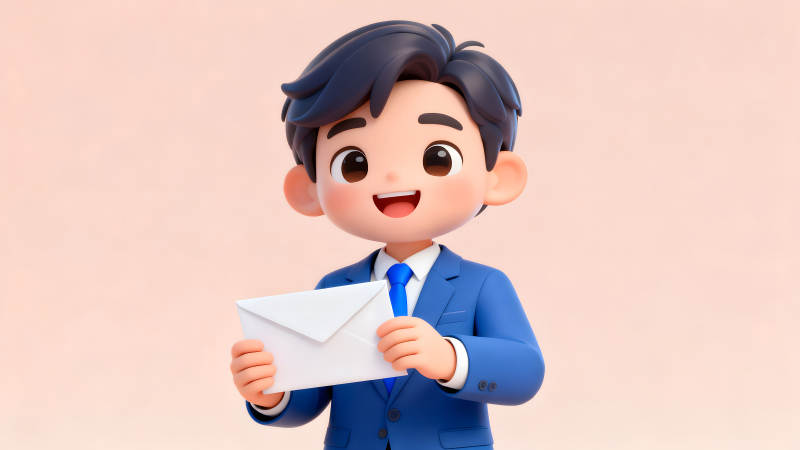 卡通男孩递送信件-图片