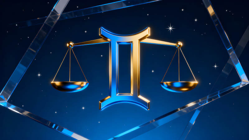 天秤星座的艺术设计蓝金背景-图片