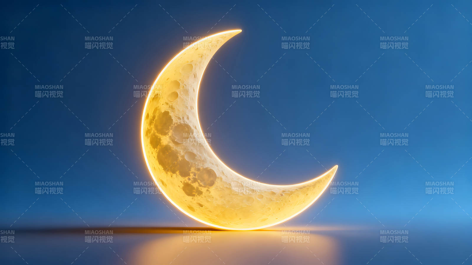 新月閃耀在藍(lán)色背景下-圖片