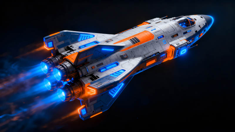 科幻宇宙飞船高速飞行炫酷特效-图片