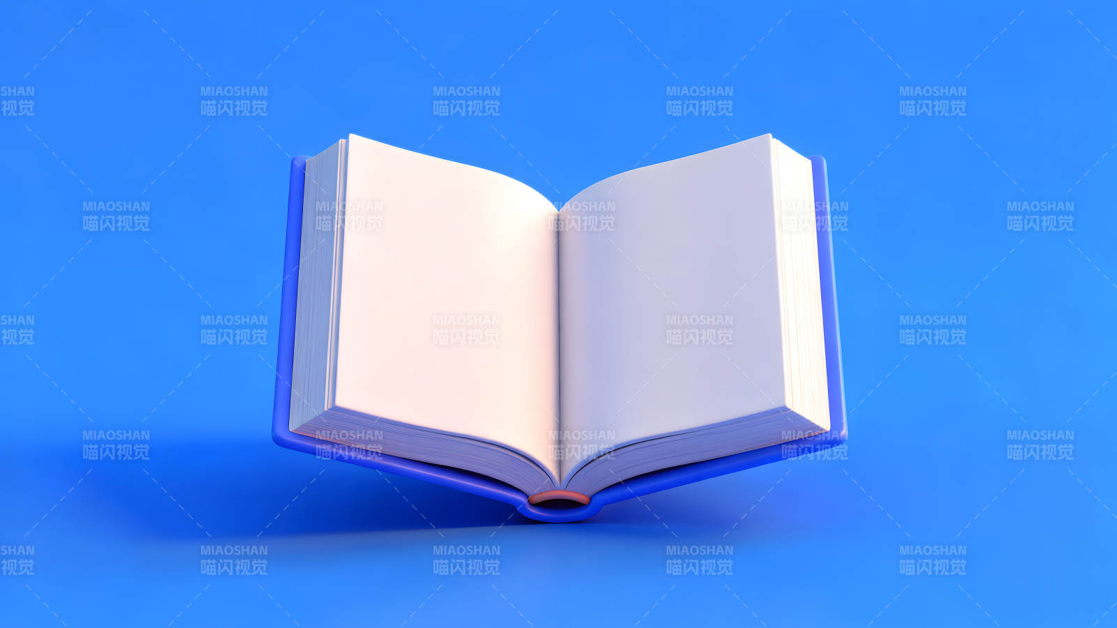 蓝色背景上的打开的书本-图片