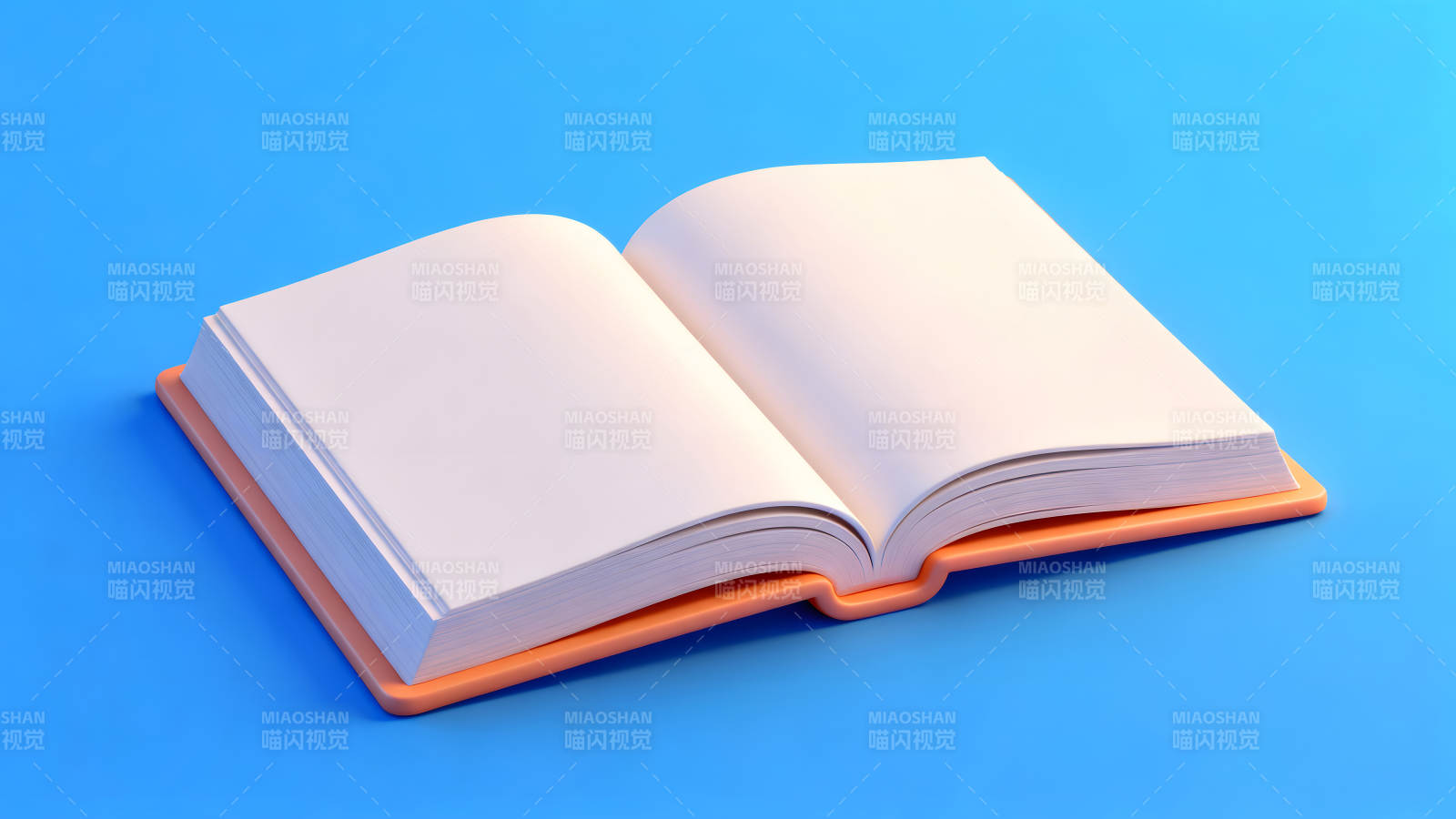 打开的空白书本与蓝背景-图片