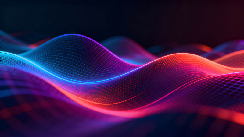 霓虹燈波浪抽象藝術-圖片