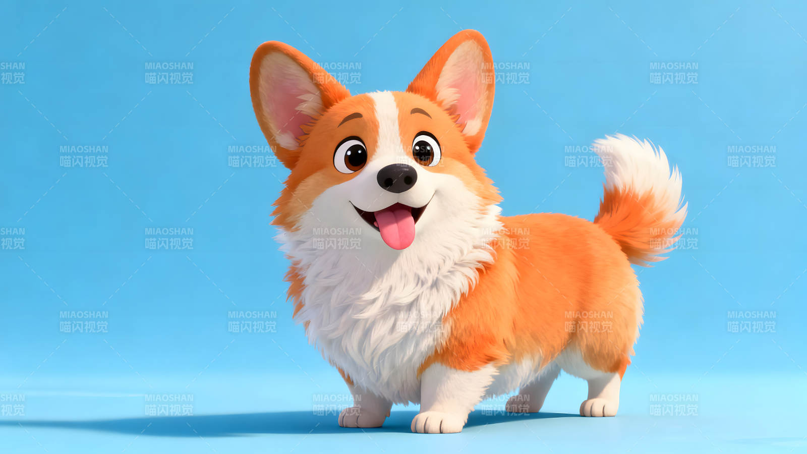 可爱卡通柯基犬开心的笑了图片