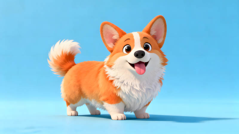 卡通柯基犬开心地笑着-图片