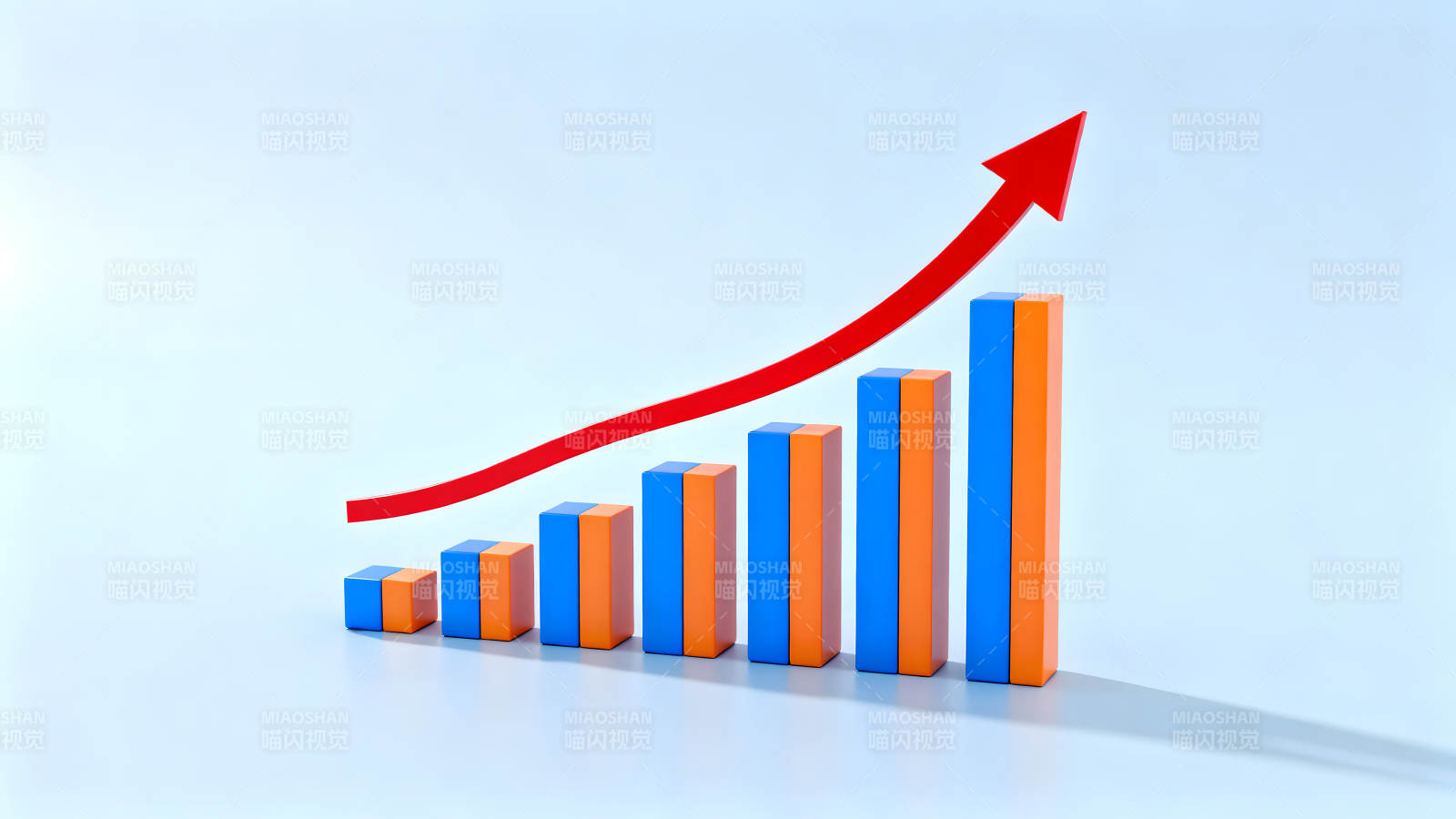 增长趋势图蓝橙色柱状图-图片