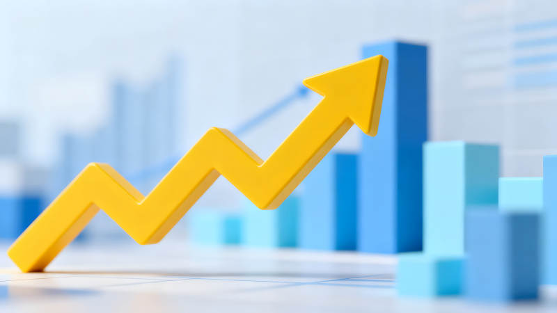 向上箭头与增长图表-图片