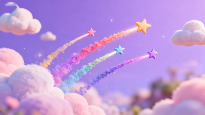 彩虹星光与梦幻云朵的奇妙组合图片