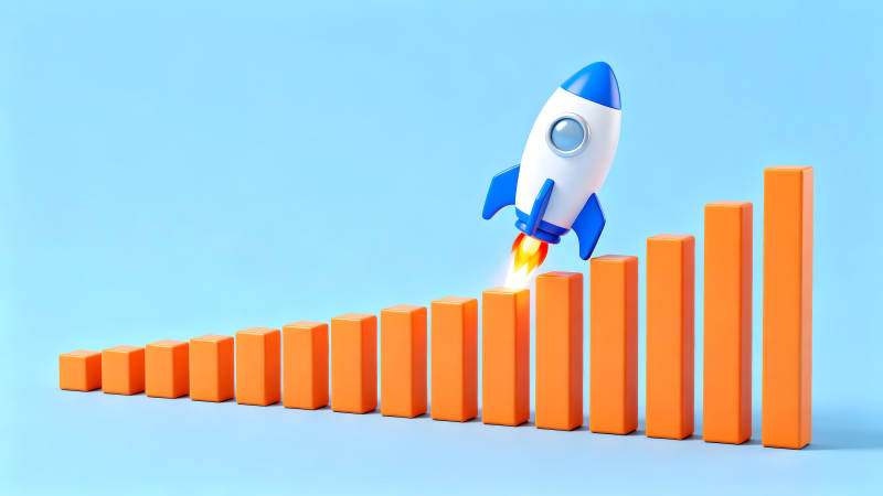 火箭发射带动增长图表上升-图片