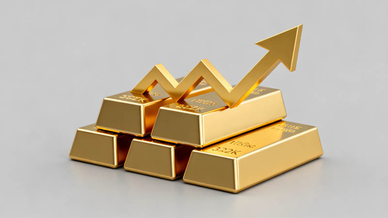 金砖与上升箭头代表经济增长-图片