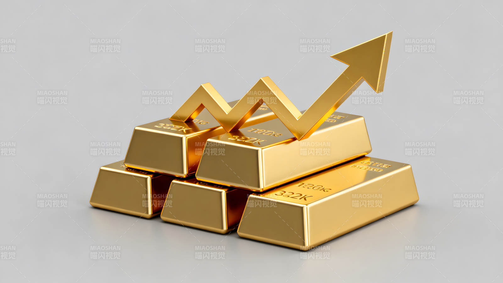 金砖与上升箭头代表经济增长-图片