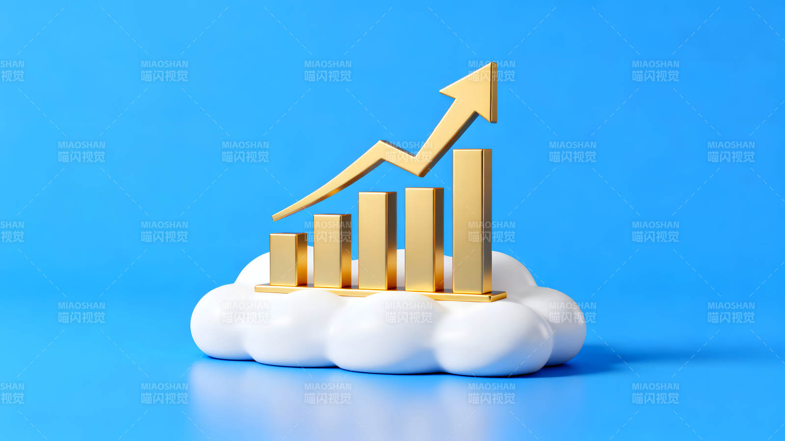 黄金增长图表云上上升-图片
