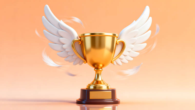 金奖杯配白色翅膀-图片