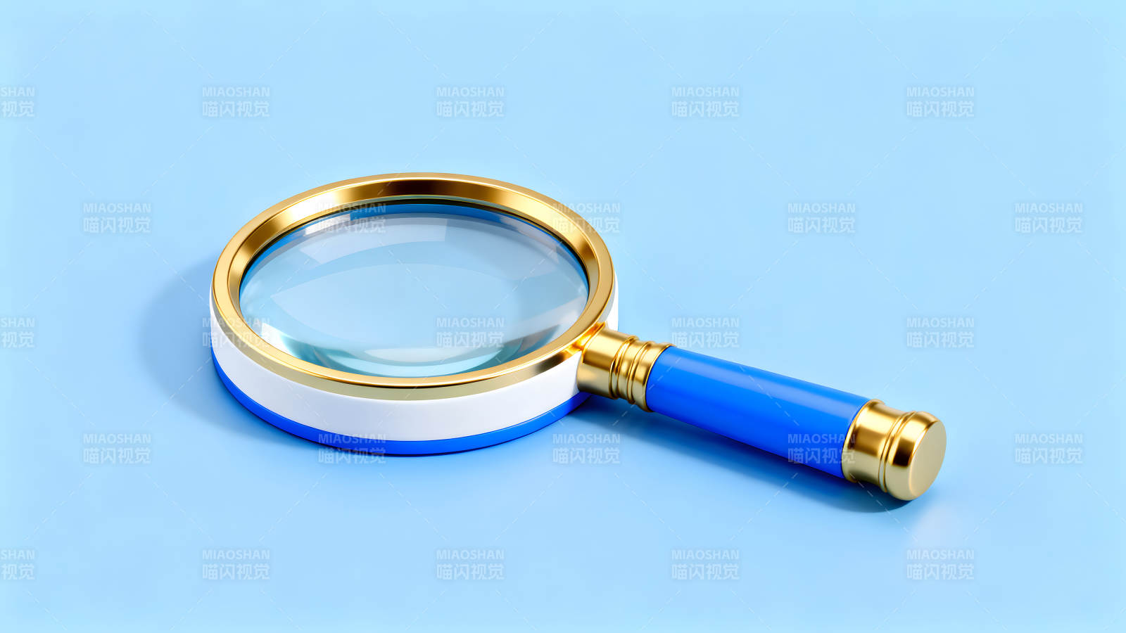 蓝色放大镜特写-图片