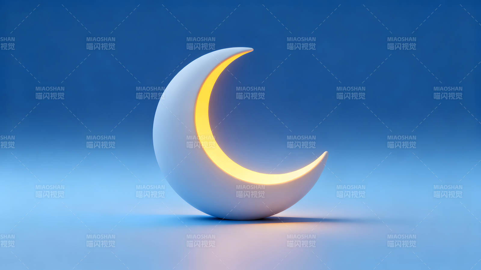 月亮灯光蓝底背景简约美学图片