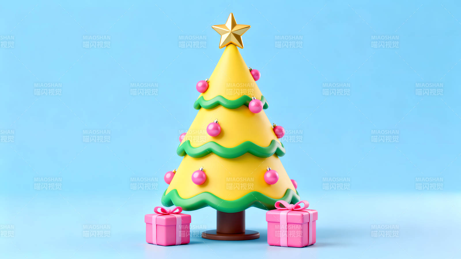 卡通圣诞树和礼物-图片