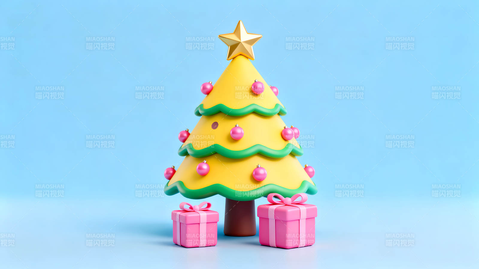 圣诞树礼品盒装饰背景-图片