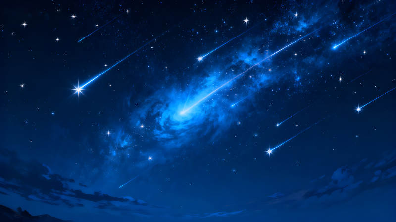 夜空流星划过星云-图片