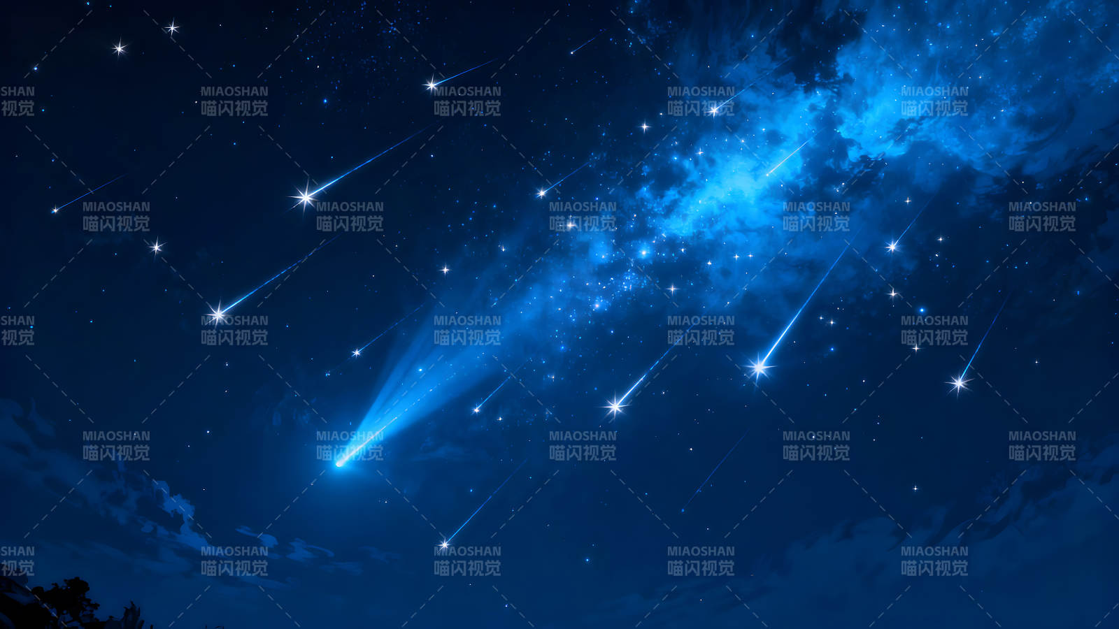 夜空流星雨星光璀璨的景象-图片