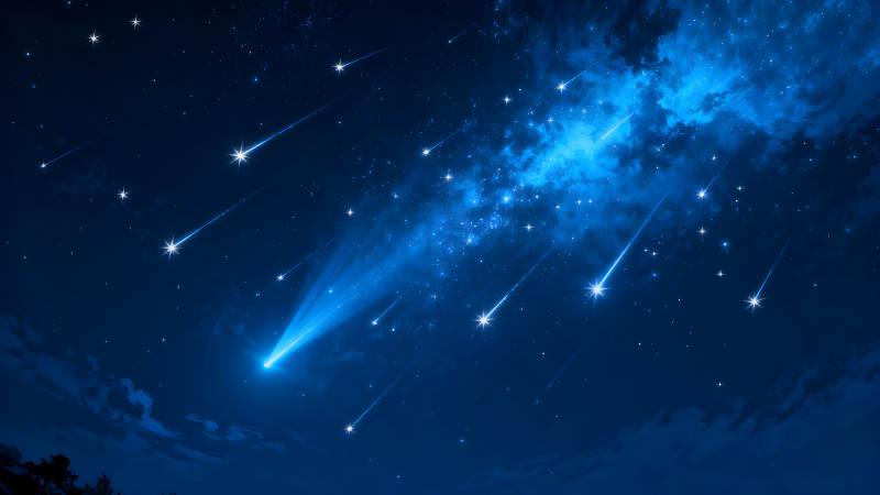 夜空流星雨星光璀璨的景象-图片
