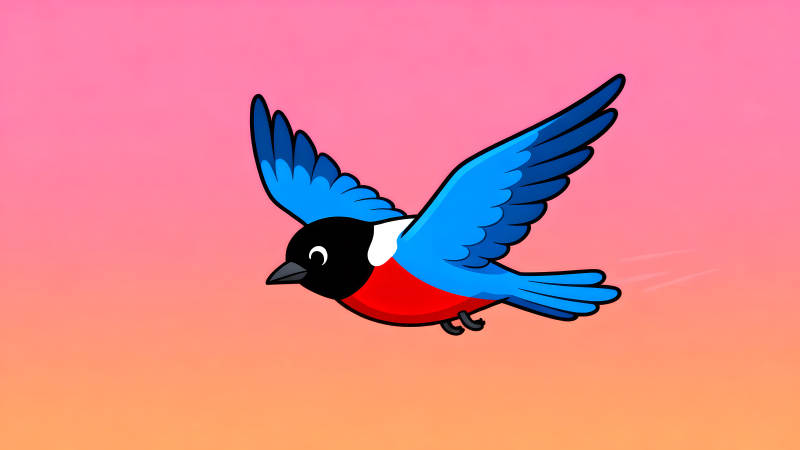 卡通飛鳥翱翔于漸變背景-圖片