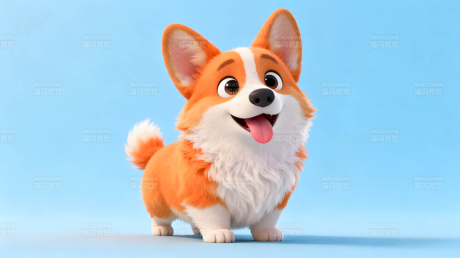 卡通柯基犬微笑舌头可爱形象图片