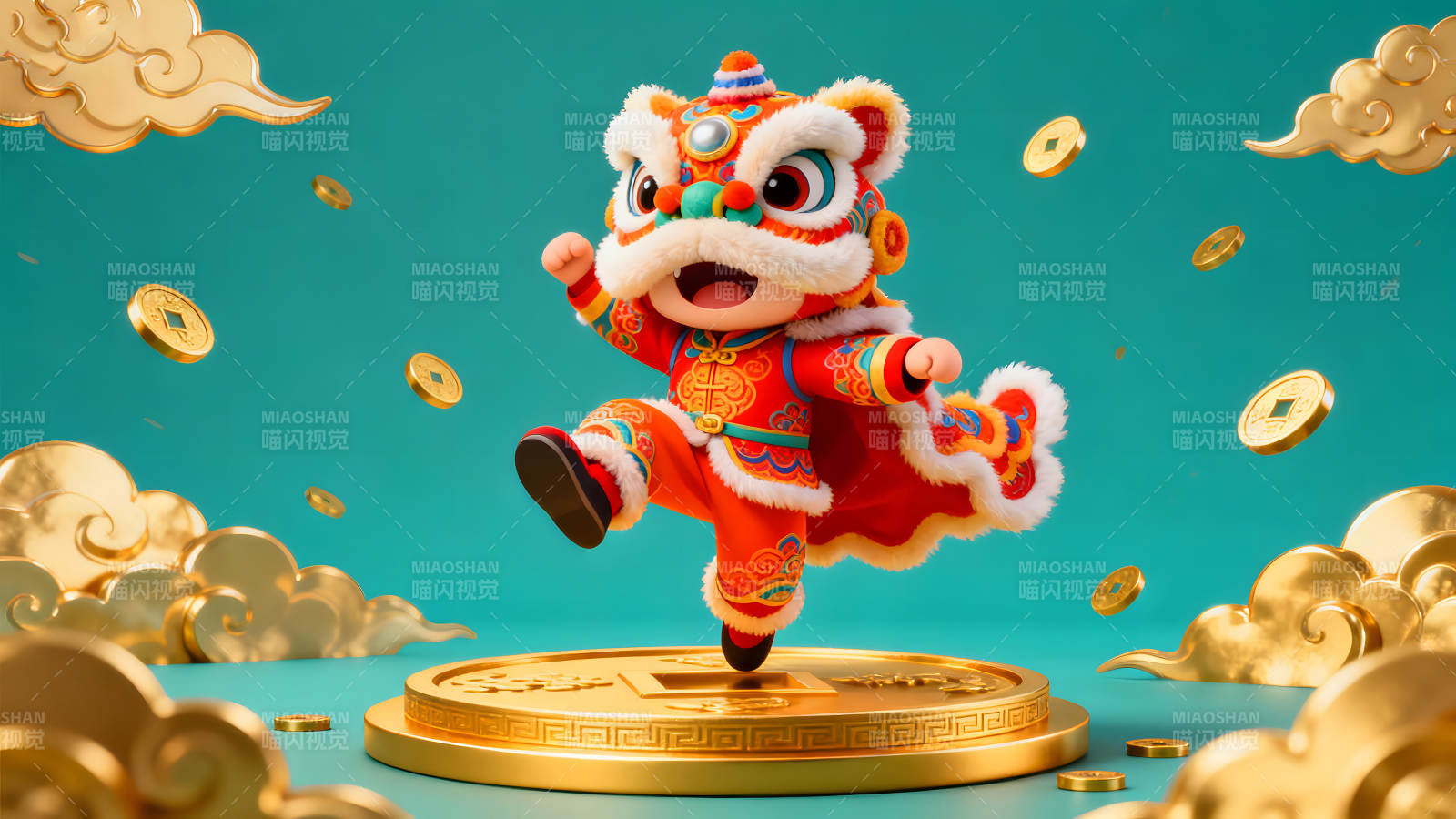 喜慶獅子舞動慶新年-圖片