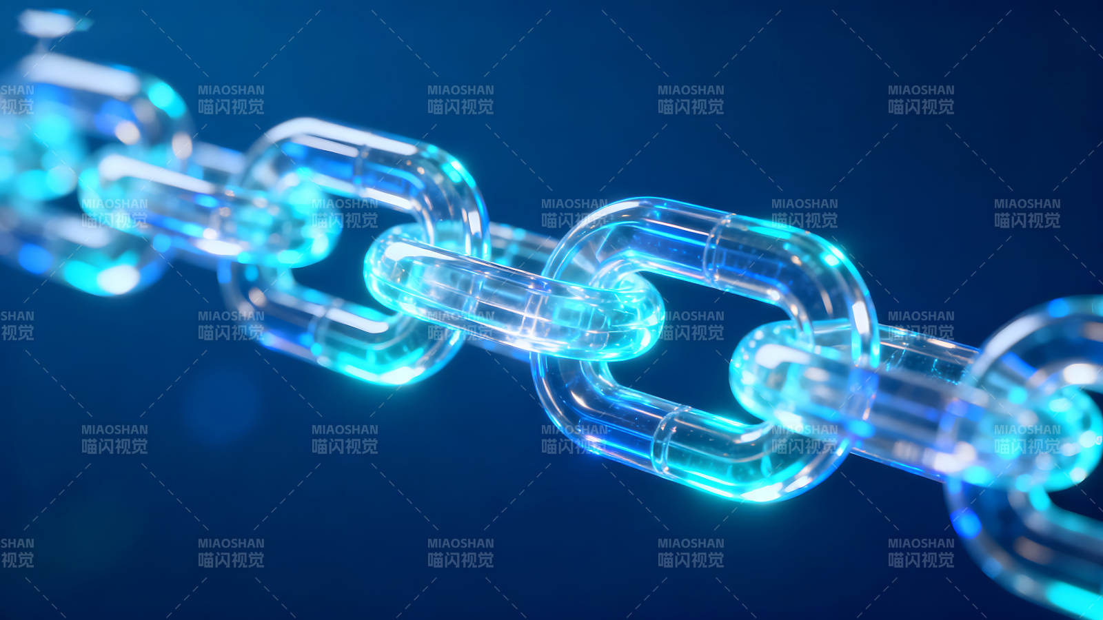 发光的区块链链条连接-图片