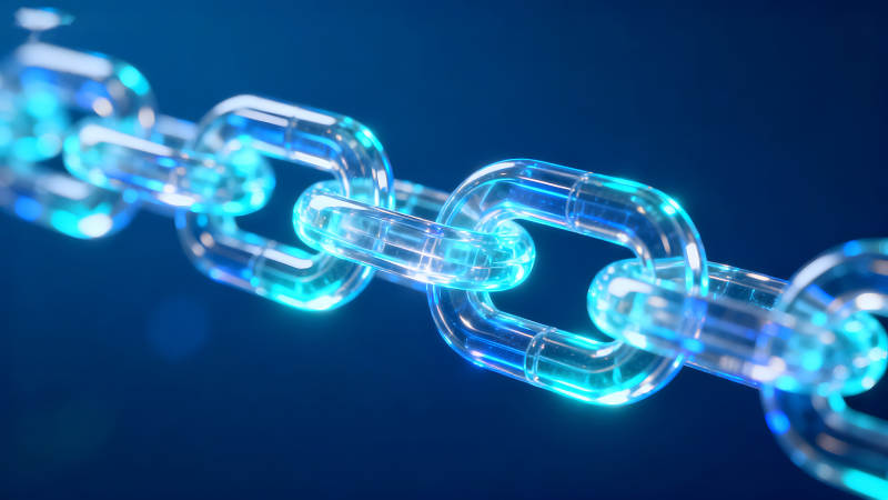 發(fā)光的區(qū)塊鏈鏈條連接-圖片