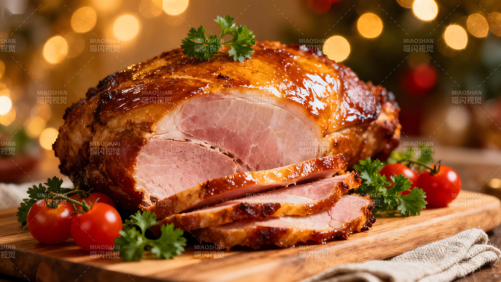 美味的烤火腿盛宴-图片