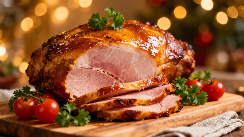 美味的烤火腿盛宴-图片