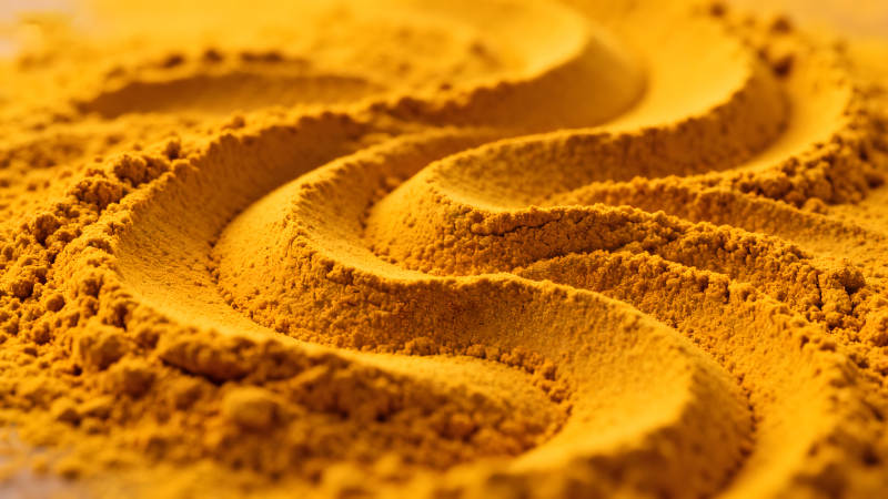 姜黄粉近景特写纹理清晰色彩鲜艳-图片