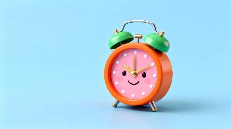 卡通闹钟在蓝色背景上-图片