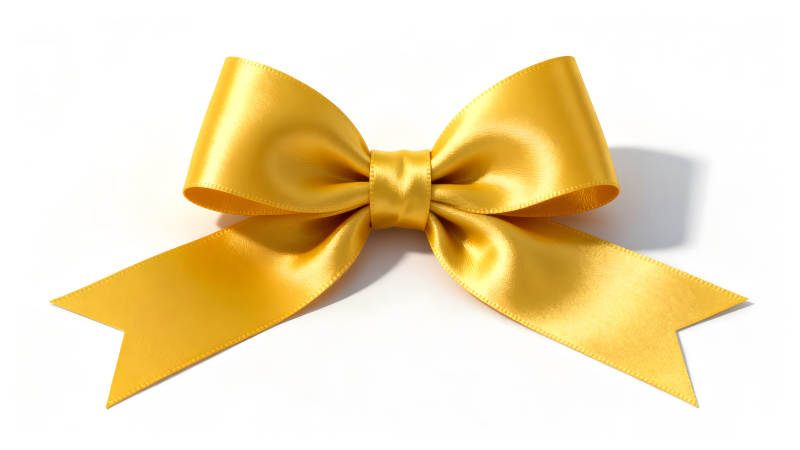 金黄色丝带蝴蝶结装饰-图片