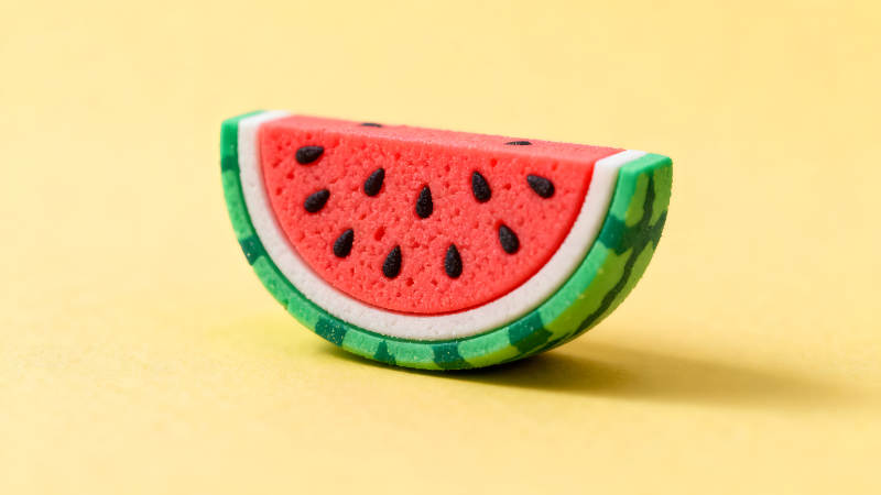 西瓜模型摆件特写拍摄-图片