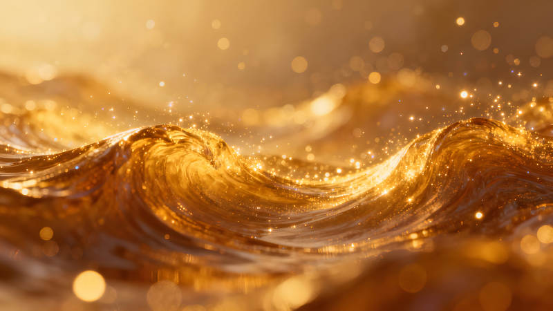 金色波浪泛著閃耀的光芒-圖片