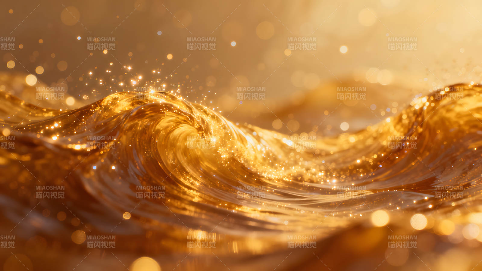 金色海浪泛着光芒闪耀无比-图片