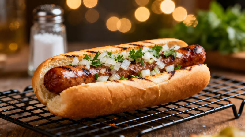 烤香肠配洋葱和香菜-图片