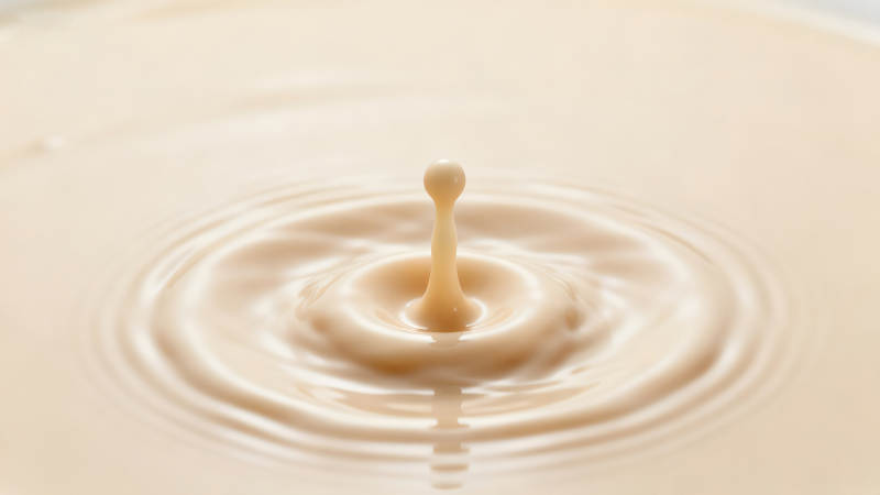 牛奶滴落瞬间形成水波涟漪-图片