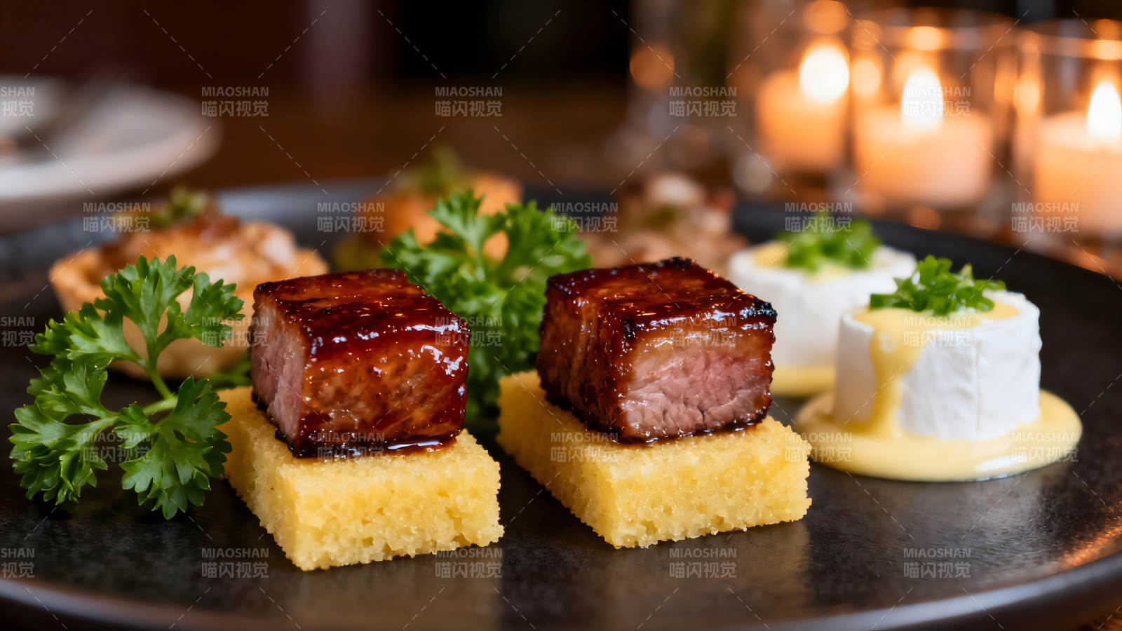 精致小食拼盤燭光晚餐-圖片