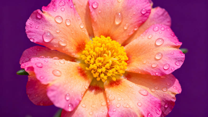 花朵特写水珠晶莹色彩鲜艳-图片